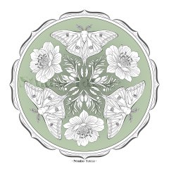 Three Moths Mandala in Green